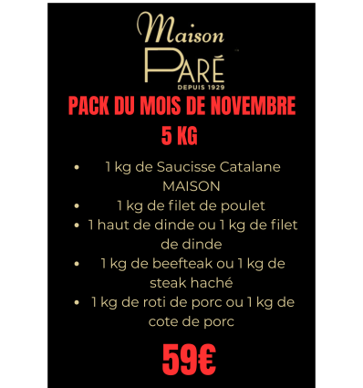 Pack du mois de novembre 5 kg à 59€